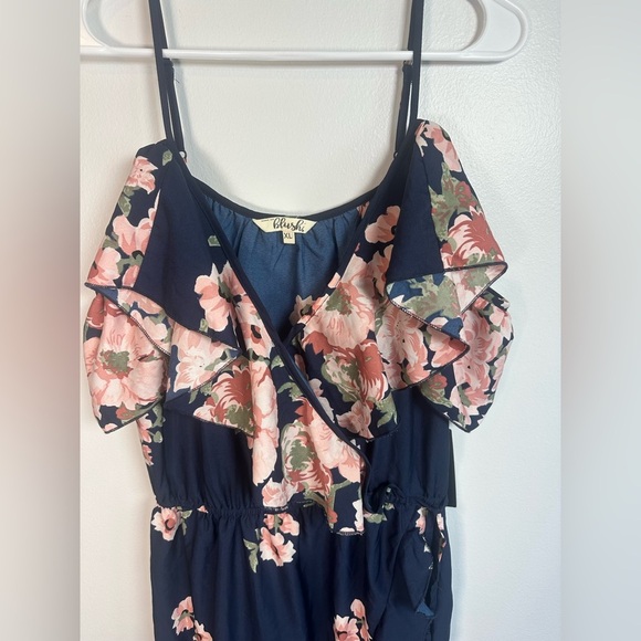 Blush Floral Navy High low Off the shoulder Dress size XL - Picture 4 of 10